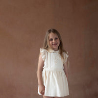 Popelin Off-white short skirt with embroidered bid (Mod.23.1)