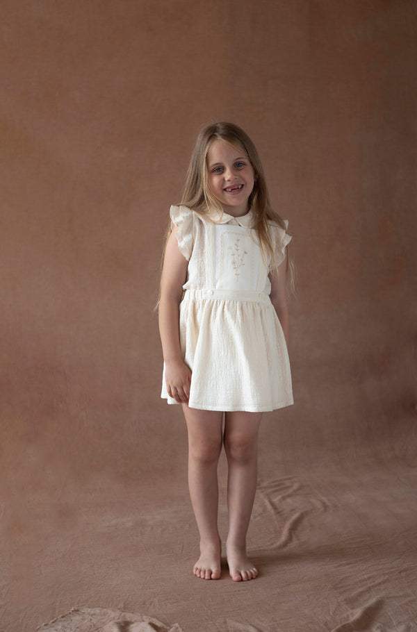 Popelin Off-white short skirt with embroidered bid (Mod.23.1)