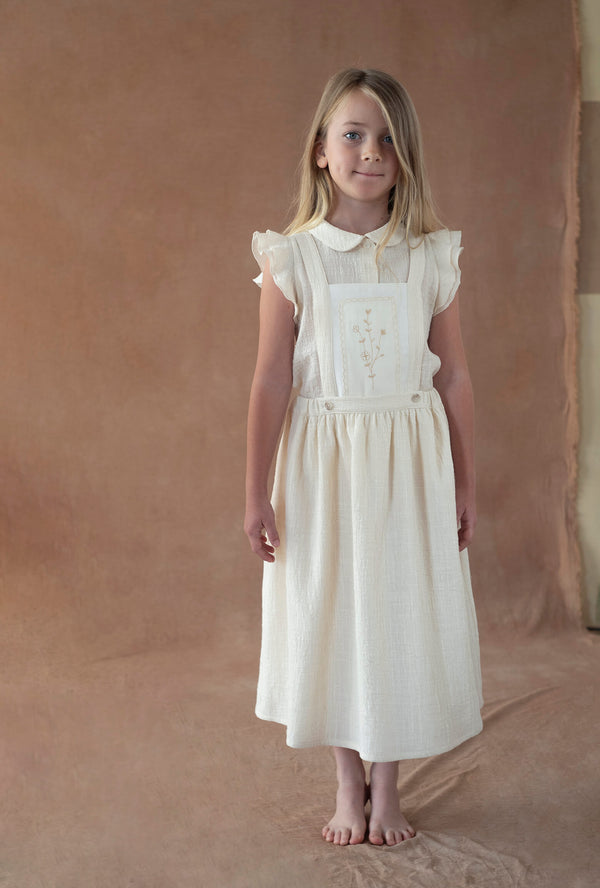 Popelin Off-white midi skirt with embroidered bid (Mod.23.5)