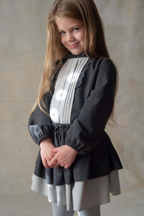 Popelin Grey Shirt With Pleats (Mod 24.2)