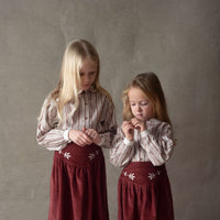 Popelin Burgundy Flower Print Shirt With Baby Collar And Puffed Sleeves (Mod 26.3)