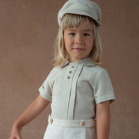 Popelin Sand waffle fabric bermuda shorts with turn-ups (Mod.31.1)