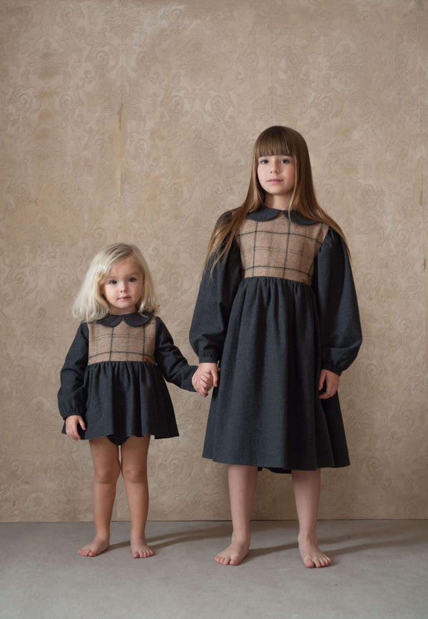 Popelin Dark Grey Two-Tone Dress With Baby Collar (Mod 31.2)