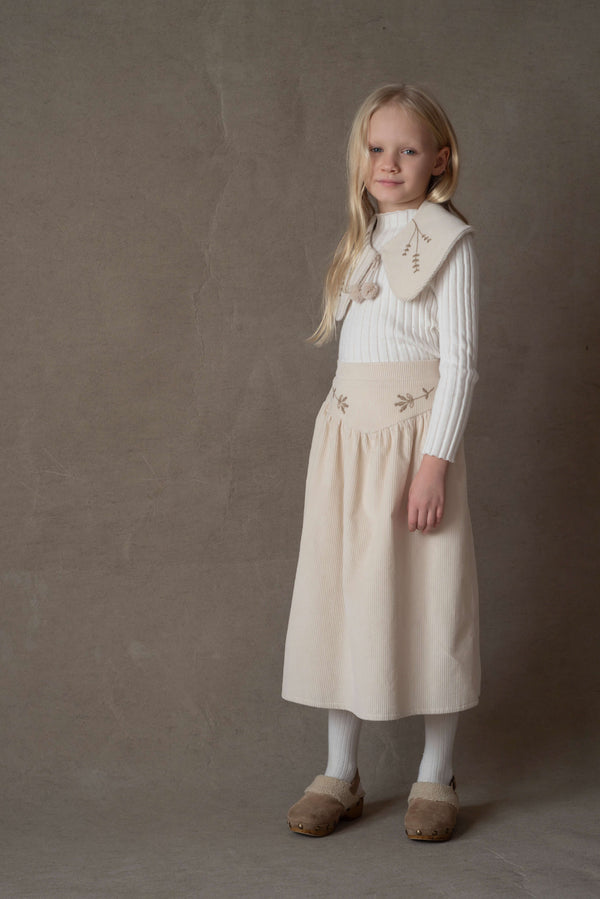 Popelin Off-White Embroidered Midi Skirt (Mod 31.2)