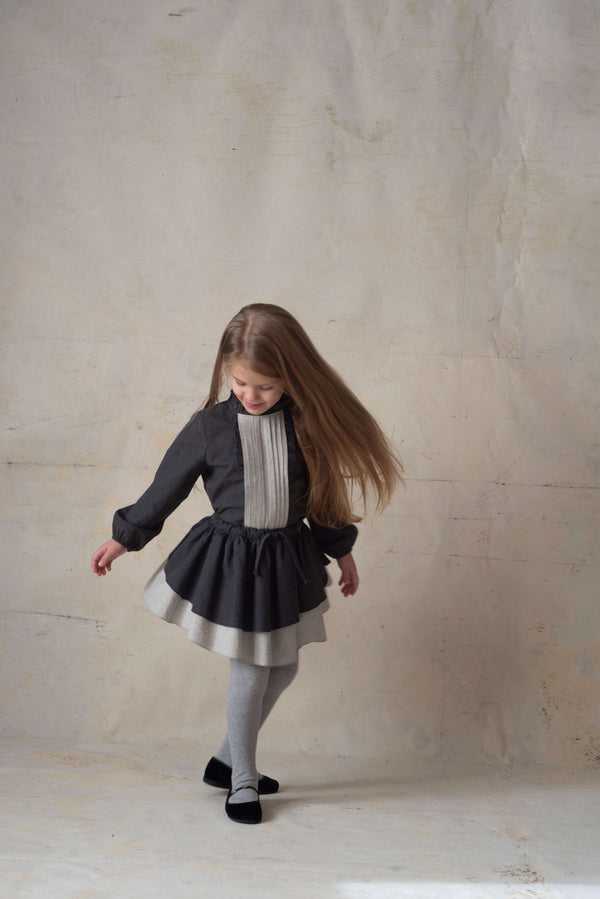 Popelin Anthracite Grey Double Layer Short Skirt (Mod 39.2)