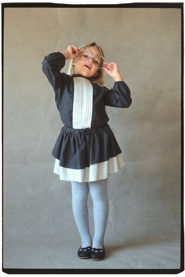 Popelin Anthracite Grey Double Layer Short Skirt (Mod 39.2)