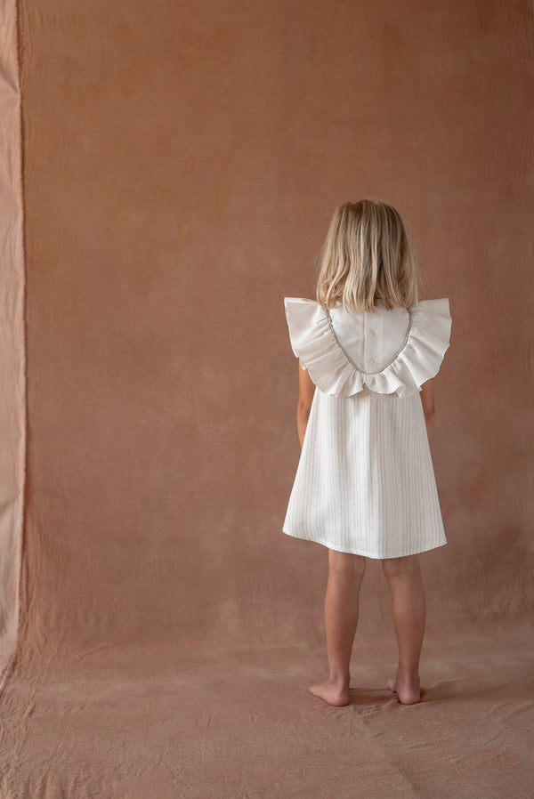 Popelin Lurex short dress with embroidered yoke (Mod.40.1)