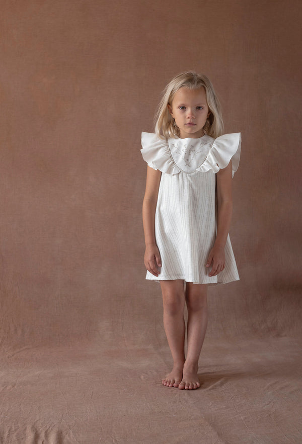 Popelin Lurex short dress with embroidered yoke (Mod.40.1)