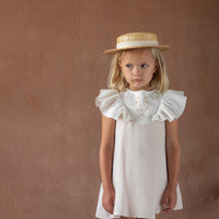 Popelin Dusty pink short dress with embroidered yoke (Mod.40.2)