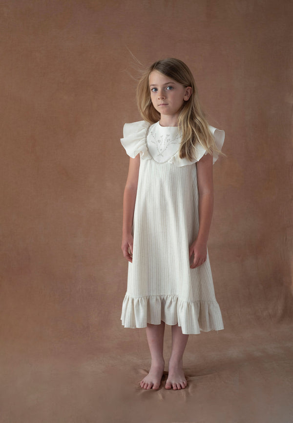 Popelin Lurex midi dress with embroidered yoke (Mod.40.5)