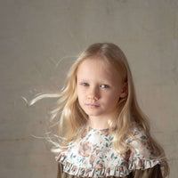 Popelin Green Velvet Floral Dress With Yoke (Mod 41.3)