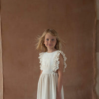 Popelin Off-white dress with embroidered bib (Mod.42.1)