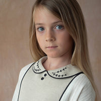 Popelin Silver lurex dress with yoke and embroidered baby collar (Mod.44.2)