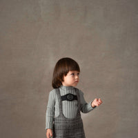 Popelin Grey Plaid Woollen Short Dungarees With Embroidery Appliqué (Mod 9.5)