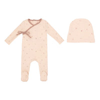 Mini Label Pink Printed Floral Footie and Hat