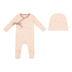 Mini Label Pink Printed Floral Footie and Hat