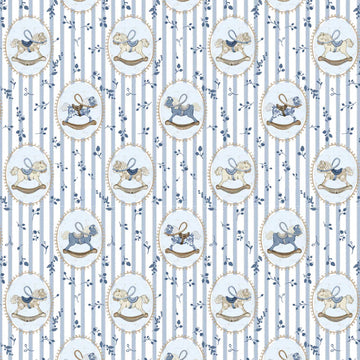 Little Threads The Label Blue Rocking Horse Muslin Blanket