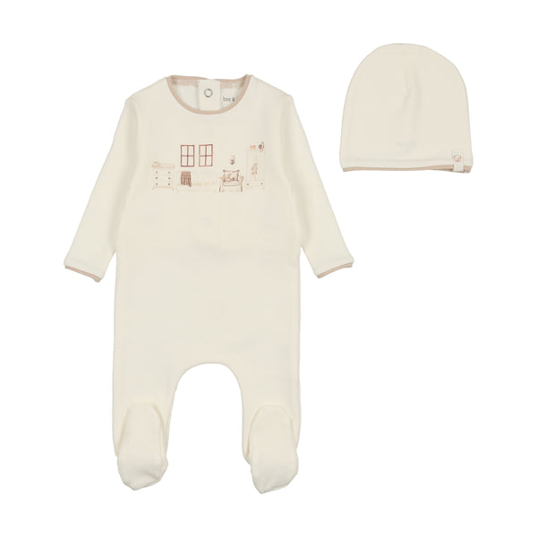 Bee & Dee Taupe My Little Nursery Footie with Beanie