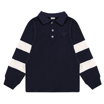 Bopop Navy Sweatshirt Polo with White Collar (Polo Collection) N487