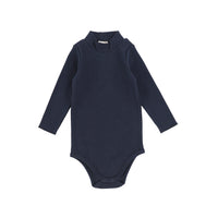 Lil Legs Ribbed Mock Neck Onesie Navy