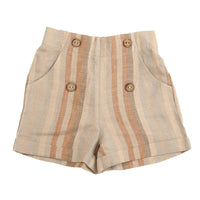 Noma Apricot Wide Button Detail Striped Shorts (NBM725)