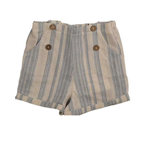 Noma Light Blue Stripe Button Detail Striped Shorts (NBM726)