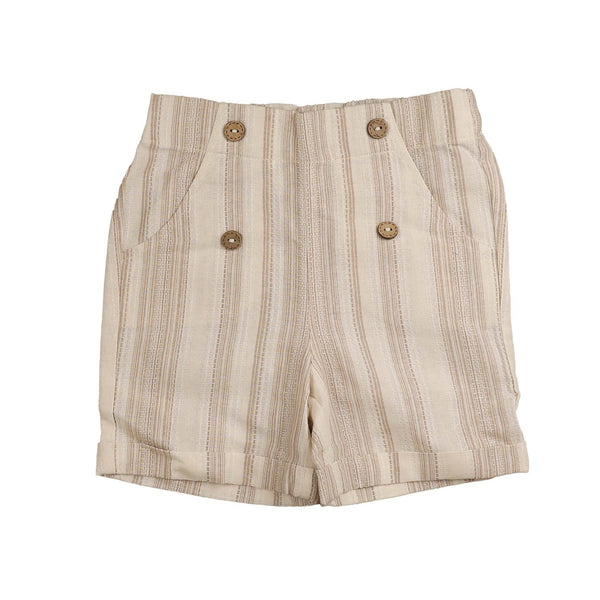 Noma Beige Stripe Button Detail Striped Shorts (NBM726)
