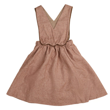NOMA Heathered Taupe Velvet Trim Scallop Detail Jumper