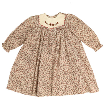NOMA Wine Floral Dress With Embroidered Bib