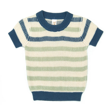 Tun Tun Stripped Knitted Top Natural & Blue & Sea Foam