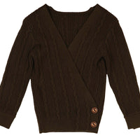 Noma Dark Olive Wrap Textured Sweater (NKN208)