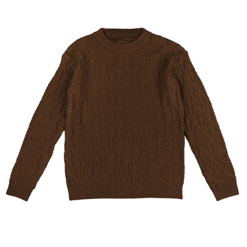 NOMA Marled Mocha Cable and Diamond Textured Knit Sweater