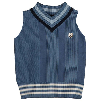 Noma Blue Multi Stripe Rib Textured Vest (NKN744)