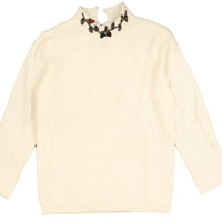 Noma Ivory Floral Embroided Neck Turtleneck (NKN752)