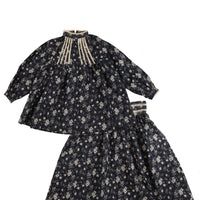 Noma Navy Floral 2pc Set With Lace Tucks (NSE272)