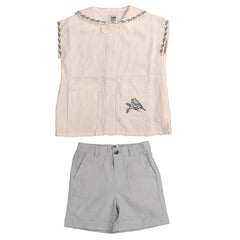 Noma Blue Bird Embroidered Pocket Set