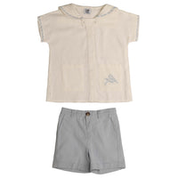 Noma Light Blue Bird Embroidered Pocket Set