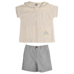 Noma Light Blue Bird Embroidered Pocket Set