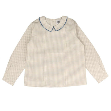 NOMA Navy Peter Pan Collared Plaid Shirt