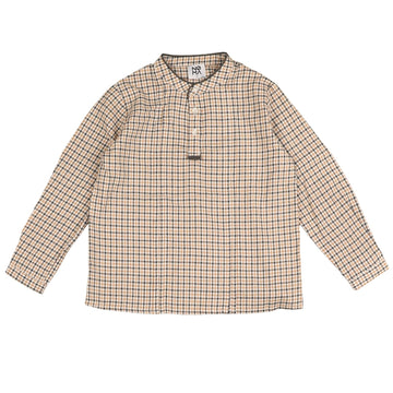NOMA Black Mandarin Collar Plaid Shirt