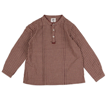 NOMA Wine Mandarin Collar Plaid Shirt