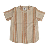 Noma Apricot Wide Shoulder Pleat Striped Shirt (NSH794)