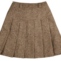 Noma Beige Tweed Pleated Skirt (NSK741)