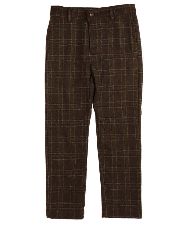 Noma Olive Wool Plaid Slim Trouser (NTR284)