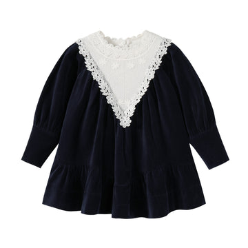 Nou Nelle Navy Corduroy Lace Dress