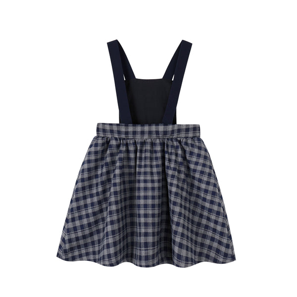 Nou Nelle Navy Gingham Strap Jumper