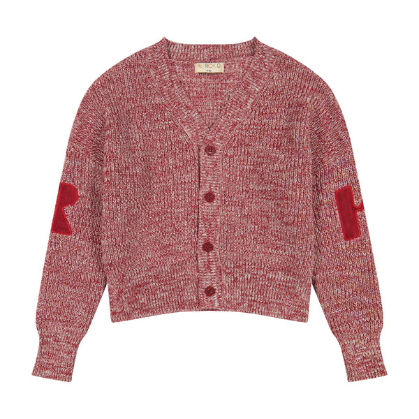 Retrokid Raspberry/Cream Nora Knit Cardigan