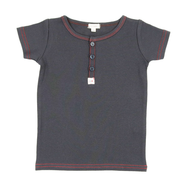 Analogie By Lil Legs Short Sleeve Henley Off Navy