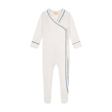 Zeebra Kids Ivory/Willow blue Outline Wrap Footie