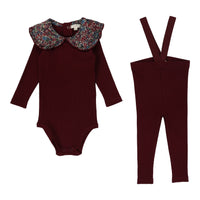 Lil Legs Oversize Collar Tee Set Burgundy